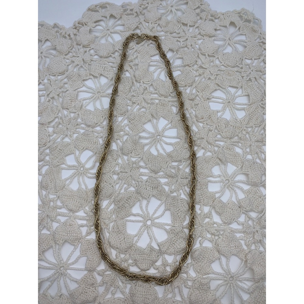 Vintage‎ Whiting & Davis Gold Tone Chain Necklace 28" Textured Link Signed